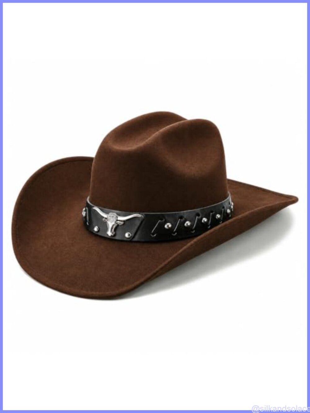 Western Cowboy Hat Cattleman Crown Metal Bullhead Band Adjustable